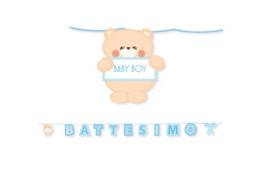 Festone Battesimo Maxi  Bambino - 24 x 25 cm -  6 Metri 1 pz  Big Party