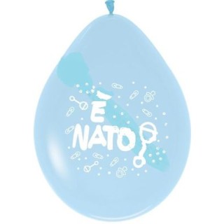 20 palloncini in lattice celesti stampati E' NATO per NASCITA BAMBINO 10"- Sempertex