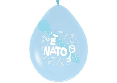 20 palloncini in lattice celesti stampati E' NATO per NASCITA BAMBINO 10"- Sempertex
