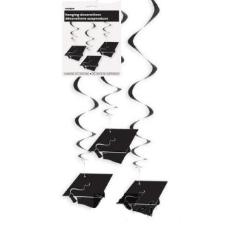 Festone filare a sospendere LAUREA (Nuovo) - 3 filari con aspirali - 70 cm H - 3 pz Unique