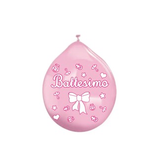 20 palloncini in lattice rosa stampati " BATTESIMO" FEMMINA 10".