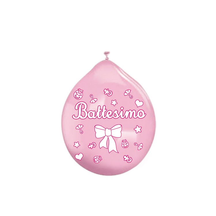 20 palloncini in lattice rosa stampati " BATTESIMO" FEMMINA 10".