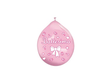 20 palloncini in lattice rosa stampati " BATTESIMO" FEMMINA 10".