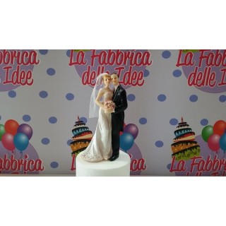 Personaggi per Torte: Sposi con Bouquet di fiori   / Cake Topper / STATUINA SPOSI CON BOUQUET DI FIORI  per Matrimonio - L 7 cm
