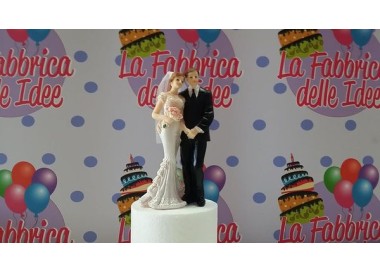 Personaggi per Torte: Sposi con Bouquet di fiori   / Cake Topper / STATUINA SPOSI CON BOUQUET DI FIORI  per Matrimonio - L 7 cm