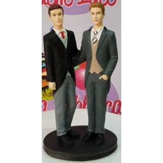 Personaggi per Torte: Sposi Uomini / Cake Topper / STATUINA " SPOSI UOMINI PER UNIONI ARCOBALENO " per Matrimonio - L 10 cm x H 20 cm - 1 pezzo