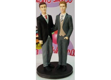 Personaggi per Torte: Sposi Uomini / Cake Topper / STATUINA " SPOSI UOMINI PER UNIONI ARCOBALENO " per Matrimonio - L 10 cm x H 20 cm - 1 pezzo