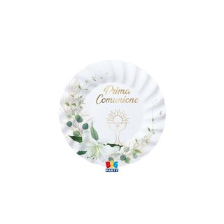 PIATTI COMUNIONE PICCOLI BIANCHI e  BORDO ONDULATO - Diametro 20 cm - Confez. 8 pezzi
