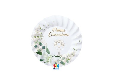 PIATTI COMUNIONE PICCOLI BIANCHI e  BORDO ONDULATO - Diametro 20 cm - Confez. 8 pezzi