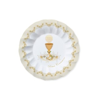 PIATTI COMUNIONE PICCOLI BIANCHI e AVORIO BORDO ONDULATO - Diametro 20 cm - Confez. 8 pezzi