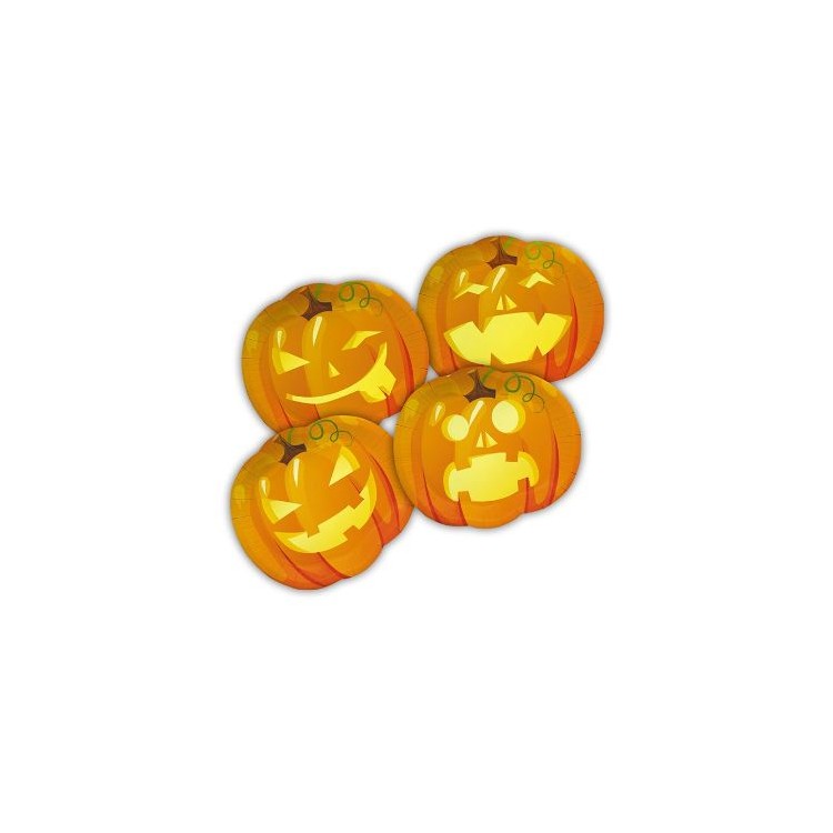 Piatti Grandi a forma Zucca Halloween - Diam. 29 x 25 cm - Confezione da 8 pezzi