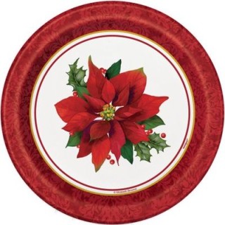 Piatti Natale in carta  (Stella di Natale) - diametro 17,1 cm - 8 pezzi - Unique