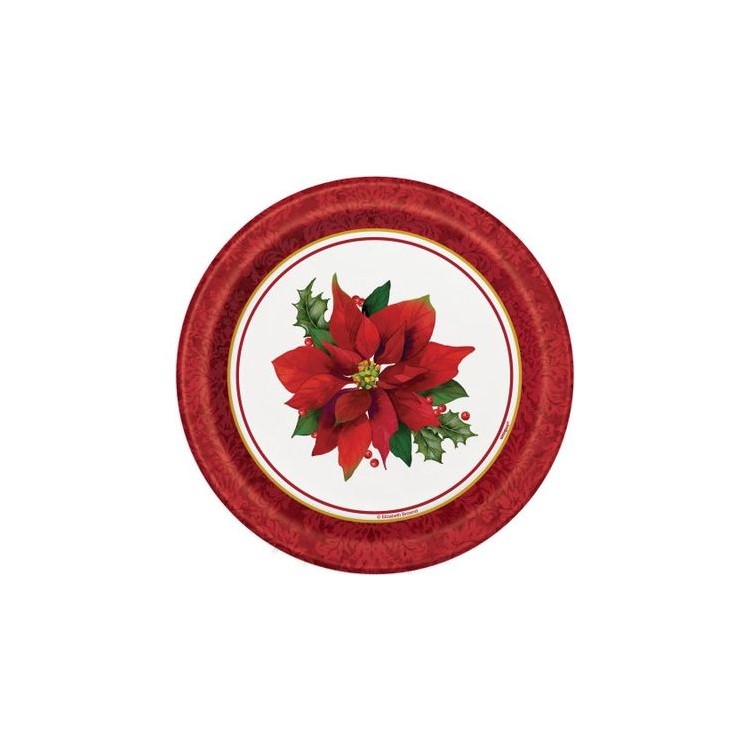 Piatti Natale in carta  (Stella di Natale) - diametro 17,1 cm - 8 pezzi - Unique