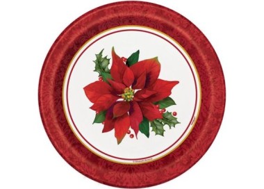 Piatti Natale in carta  (Stella di Natale) - diametro 17,1 cm - 8 pezzi - Unique