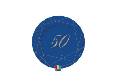 PIATTI PICCOLI  Blù ONDULATI IN CARTONCINO  50° compleanno  in oro    - Diametro 18 cm - Confez. 8 pezzi