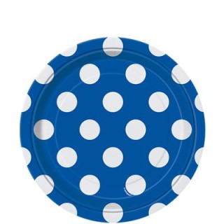 PIATTI PICCOLI BLU A POIS BIANCHI - Diametro 17 cm - Confez. 8 pezzi - Unique