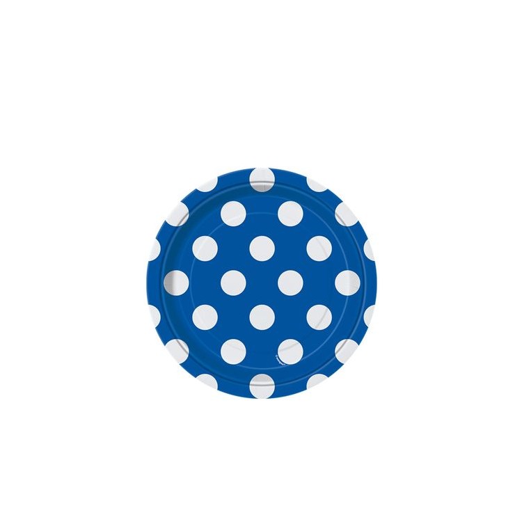 PIATTI PICCOLI BLU A POIS BIANCHI - Diametro 17 cm - Confez. 8 pezzi - Unique