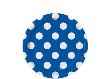 PIATTI PICCOLI BLU A POIS BIANCHI - Diametro 17 cm - Confez. 8 pezzi - Unique