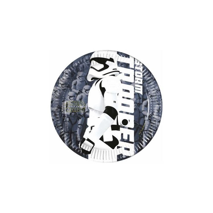 Piatti Piccoli STAR WARS ( Stormtrooper : The Force Awakens) Diam. 19,5 cm  - Confezione 8 pezzi - Nuovo