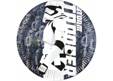 Piatti Piccoli STAR WARS ( Stormtrooper : The Force Awakens) Diam. 19,5 cm  - Confezione 8 pezzi - Nuovo