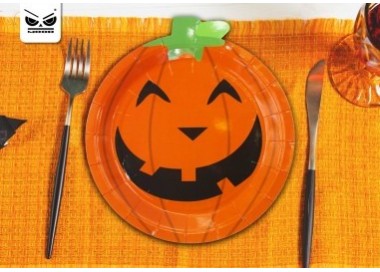 Piatti Piccoli Zucca Halloween - Diam. 18 cm - Confezione da 10 pezzi -