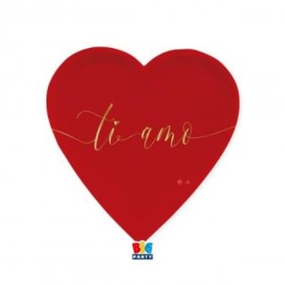 Piatti rossi a forma di Cuore  love (San Valentino) misura 22 x 22 cm 6 pezziBig Party