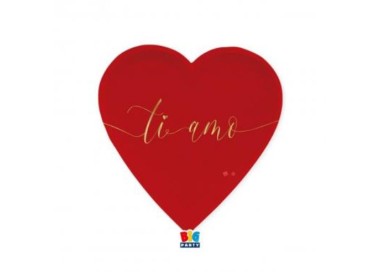 Piatti rossi a forma di Cuore  love (San Valentino) misura 22 x 22 cm 6 pezziBig Party