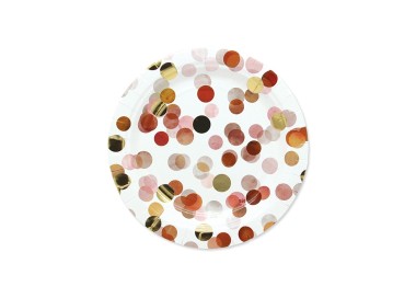 Piattini dolce carta coriandoli Rosa e oro pz 8 18cm Big Paty