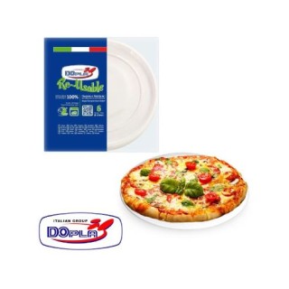 PIATTINI PIZZA   DI PLASTICA   6 pz RIUTILIZZABILI E RICICLABILI  BIANCHI  Ø32  CM DOPLA