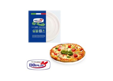 PIATTINI PIZZA   DI PLASTICA   6 pz RIUTILIZZABILI E RICICLABILI  BIANCHI  Ø32  CM DOPLA