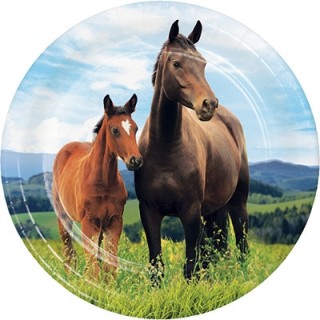 Piatto dessert  tema Cavallo - diam. 17,4 cm - confezione da 8 pezzi - Nuovo