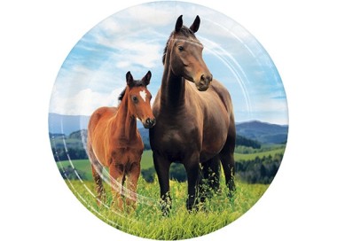 Piatto dessert  tema Cavallo - diam. 17,4 cm - confezione da 8 pezzi - Nuovo