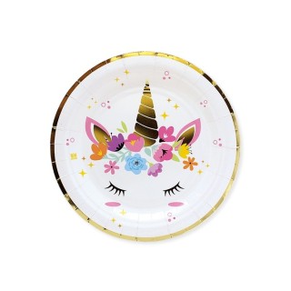 Piatto dessert  UNICORNO - diam. 18 cm - confezione da 8 pezzi - Nuovo