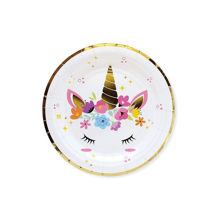 Piatto dessert  UNICORNO - diam. 18 cm - confezione da 8 pezzi - Nuovo
