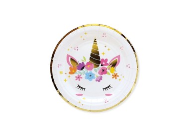 Piatto dessert  UNICORNO - diam. 18 cm - confezione da 8 pezzi - Nuovo