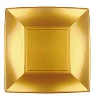 PIATTO DESSERT NICE ORO  - 6 piatti Nice Dessert 180x180 mm GOLD PLAST
