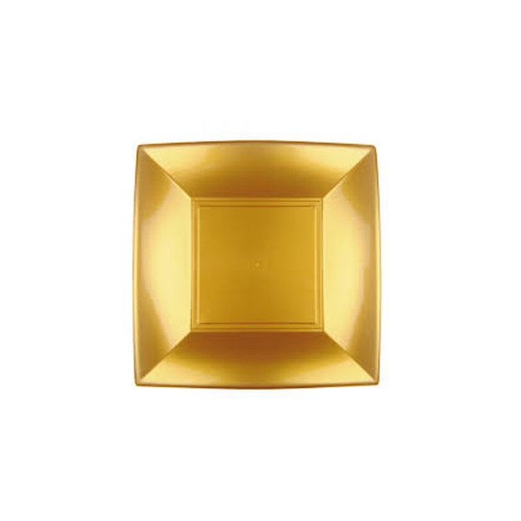 PIATTO DESSERT NICE ORO  - 6 piatti Nice Dessert 180x180 mm GOLD PLAST