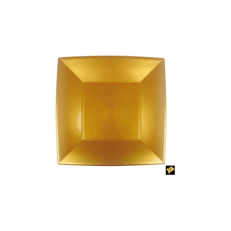 PIATTO FONDO NICE ORO -12 piatti Nice fondo 180x180 mm   GOLD PLAST