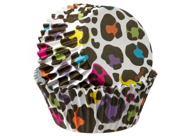 PIROTTINI LEOPARDATI COLORATI PER CUPCAKES E MUFFIN - Diam. 5 cm x H 3 cm - Confezione da 36 PEZZI (Nuovo) WILTON