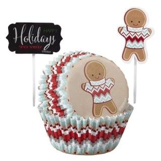 Pirottini Natalizi per CupCakes - Muffin (biscottino di natale) Diam. 5 cm 24 pz + 12 picks WILTON