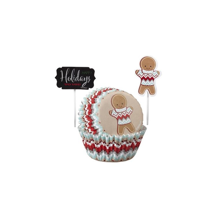 Pirottini Natalizi per CupCakes - Muffin (biscottino di natale) Diam. 5 cm 24 pz + 12 picks WILTON
