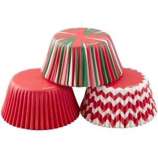 Pirottini Natalizi per CupCakes - Muffin rossi ,  bianchi e verdi  Diam. 5 cm 75 pz WILTON