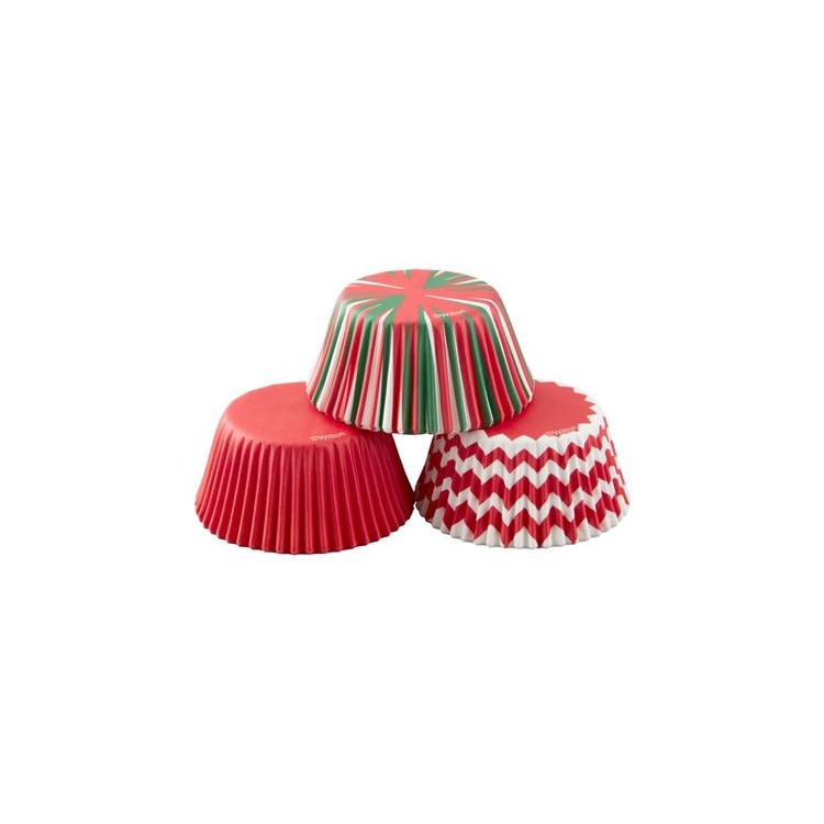 Pirottini Natalizi per CupCakes - Muffin rossi ,  bianchi e verdi  Diam. 5 cm 75 pz WILTON
