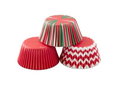 Pirottini Natalizi per CupCakes - Muffin rossi ,  bianchi e verdi  Diam. 5 cm 75 pz WILTON
