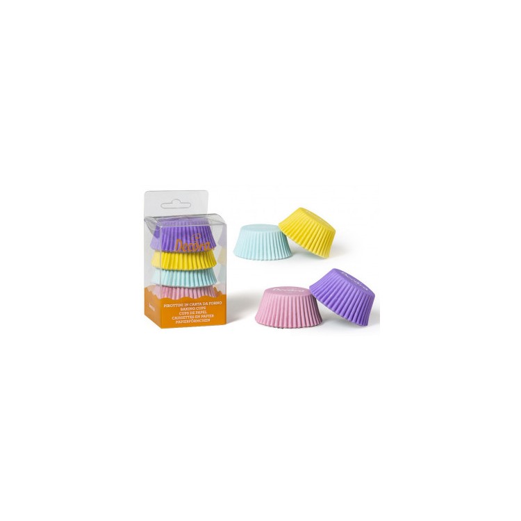 PIROTTINI ROSA CELESTE LILLA E GIALLI PER CUPCAKES - MUFFIN 75 PZ Diam. 50 x 32 mm DECORA PIROTTINI ROSA CELESTE LILLA E GIALLI PER CUPCAKES - MUFFIN 75 PZ Diam. 50 x 32 mm DECORA