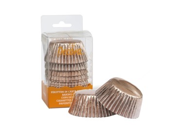 PIROTTINI ROSA GOLD  METALLIC PER CUPCAKES - MUFFIN 60 PZ Diam. 50 x 32 mm DECORA