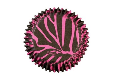PIROTTINI ZEBRATI FUXIA E NERO PER CUPCAKES E MUFFIN - Diam. 5 cm x H 3 cm - Confezione da 36 PEZZI (Nuovo) WILTON