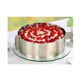 SAGOMA CERCHIO ANELLO PER TORTA in ACCIAIO INOX ESTENSIBILE  - Diam. DA 13 a 30  cm x 8,5 cm H -Graziano