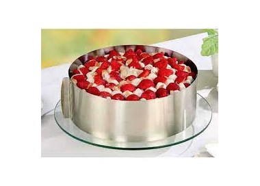 SAGOMA CERCHIO ANELLO PER TORTA in ACCIAIO INOX ESTENSIBILE  - Diam. DA 13 a 30  cm x 8,5 cm H -Graziano