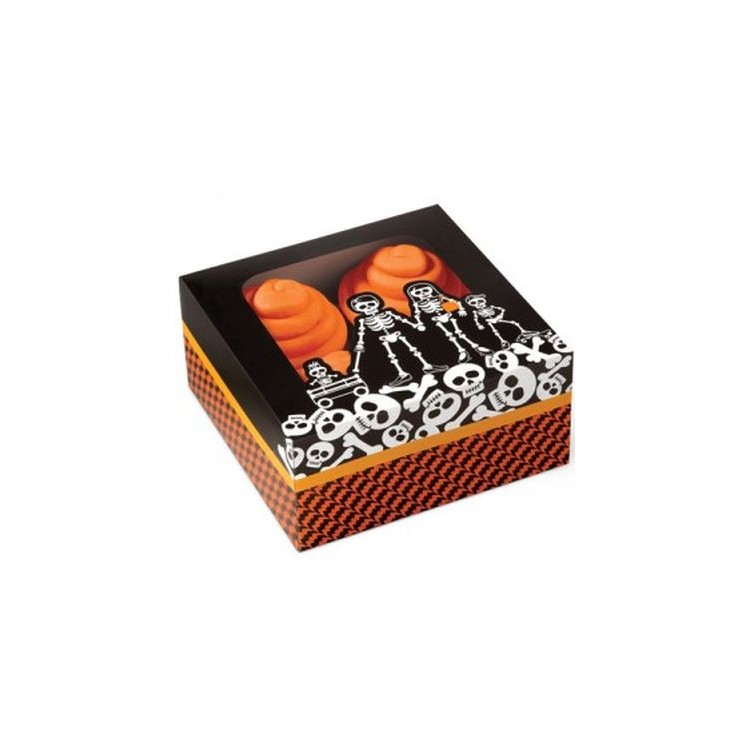 SCATOLA PER 4 CUPCAKES-MUFFIN tema scheletri Halloween 3PZ WILTON SCATOLA PER 4 CUPCAKES-MUFFIN tema scheletri Halloween 3PZ WILTON